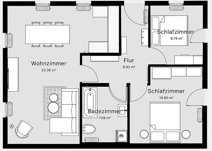 Daire - Zum Alten Fritz - Suhl, 2 Schlafzimmer, 2 Terrassen Suhl